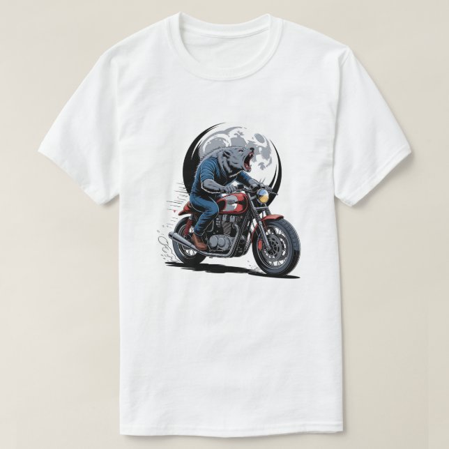 Camiseta Howling Werewolf Cafe Racer Biker Full Moon (Diseño del anverso)