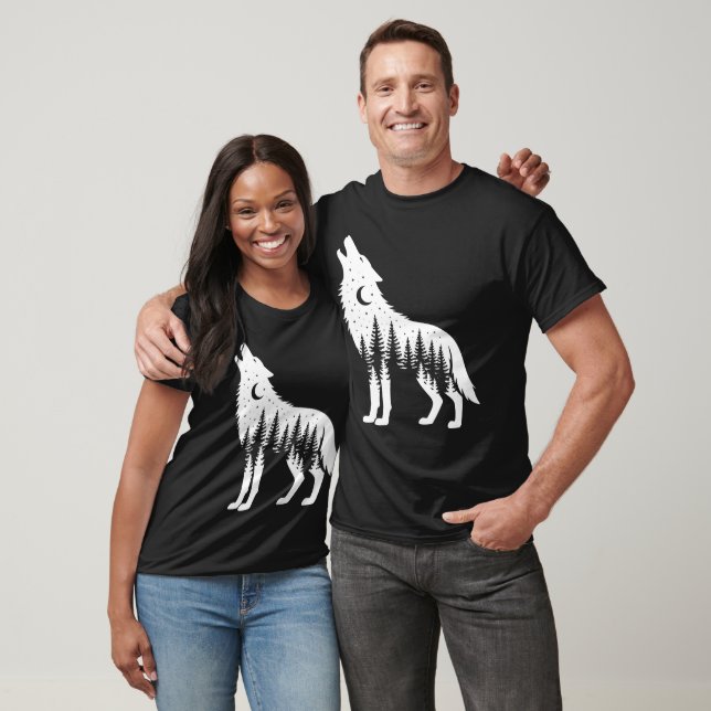 Camiseta Howling Wolf Forest Moon (Unisexo)