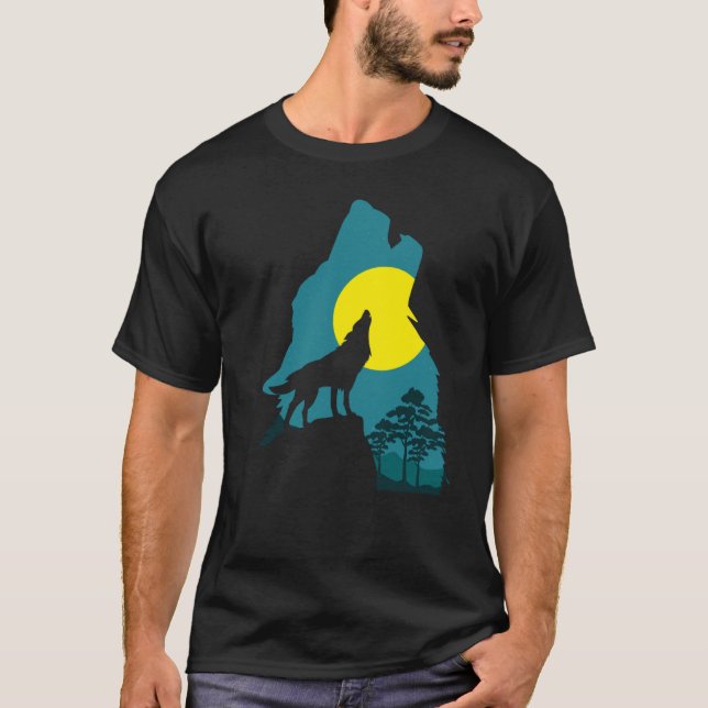 Camiseta Howling Wolf Forest Nature Animal (Anverso)