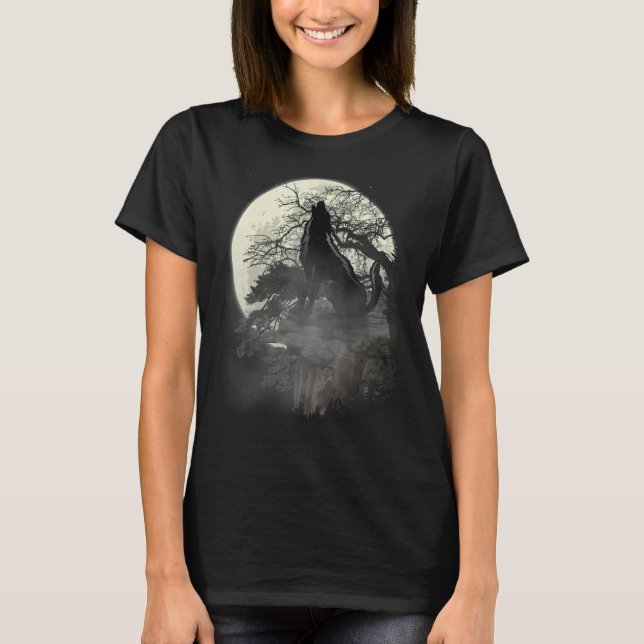 Camiseta Howling Wolf In the Moonlight (Anverso)