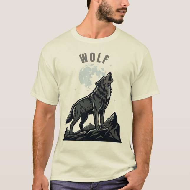 Camiseta Howling Wolf Moon – Diseño de Lobo Solita (Anverso)