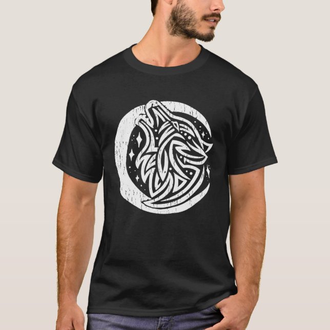 Camiseta Howling Wolf Moon Nordic Celtic Tribal Occult Wolf (Anverso)