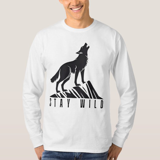 Camiseta Howling Wolf Mountain Silhouette (Anverso)