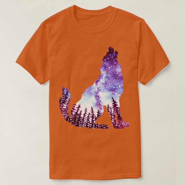Camiseta Howling Wolf Night Sky Forest (Diseño del anverso)