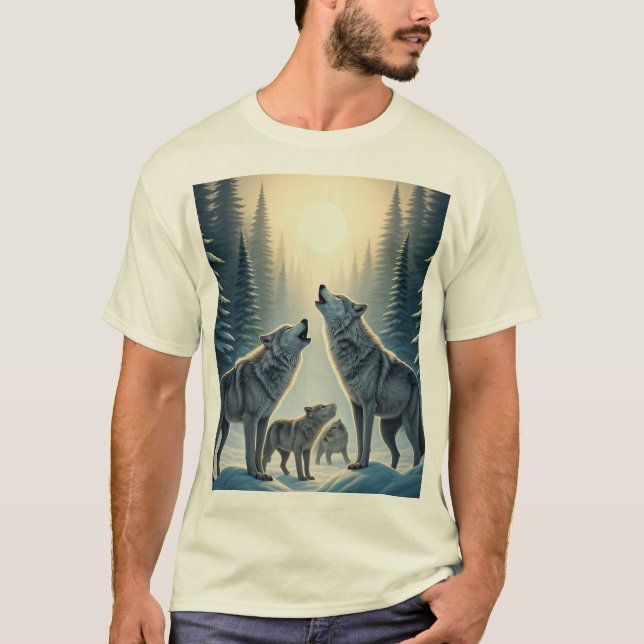 Camiseta "Howling Wolf Pack Under the Moon" (Anverso)