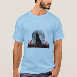 Camiseta Howling Wolf Silhouette with Full Moon Graphic T-S