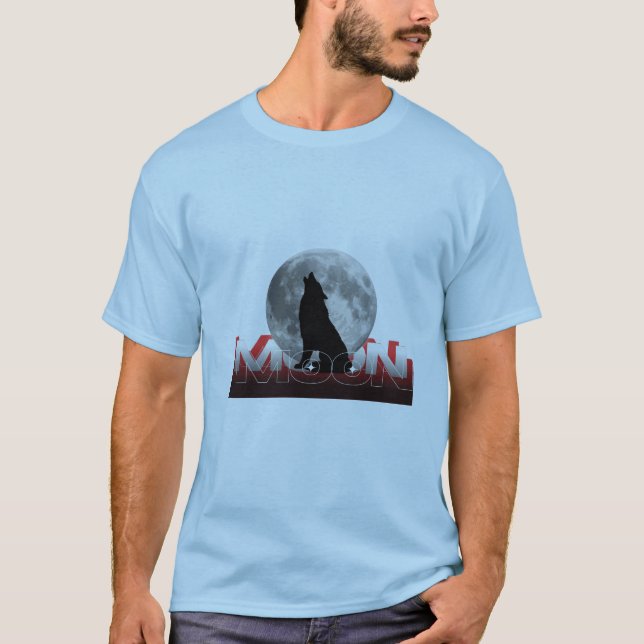 Camiseta Howling Wolf Silhouette with Full Moon Graphic T-S (Anverso)