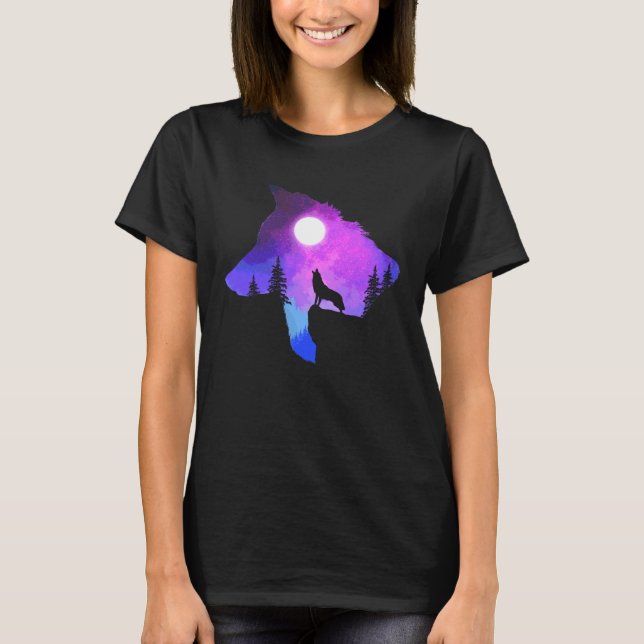 Camiseta Howling Wolf  Spirit Animal Moon Indigenous Native (Anverso)