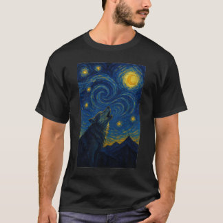 Camiseta Howling Wolf Starry Night – Van Gogh Style Art