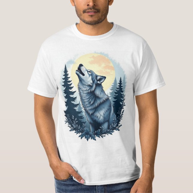 Camiseta Howling Wolf Under Moonlight (Anverso)