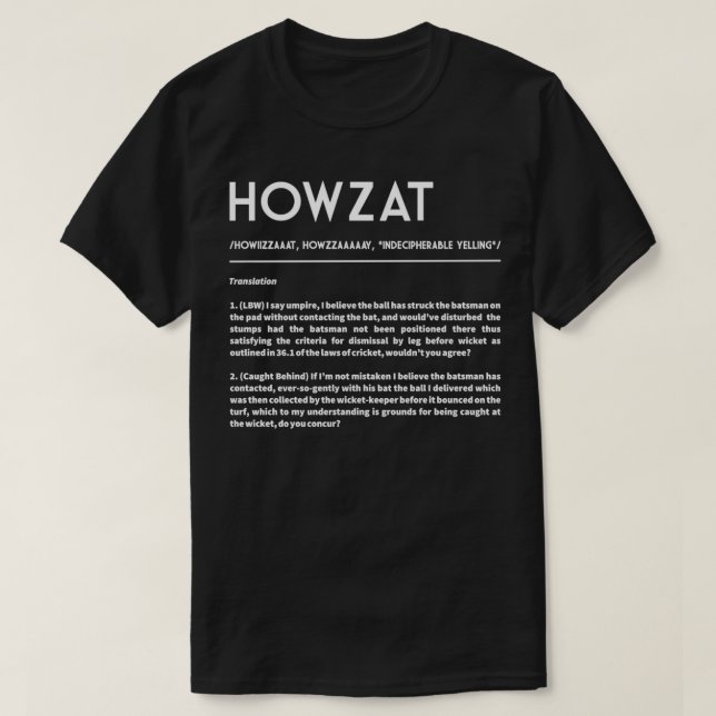 Camiseta HOWZAT Los jugadores de cricket Apelan el texto en (Diseño del anverso)