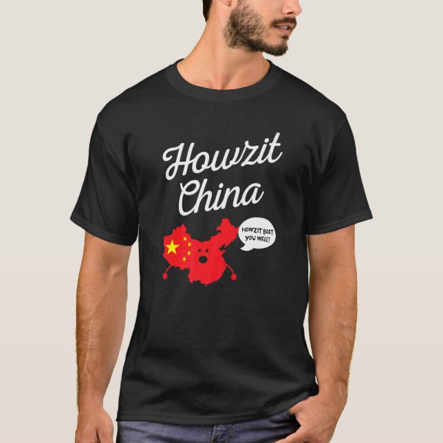 Camiseta Howzit China Map South Africa Dad Chiste 1 (Anverso)