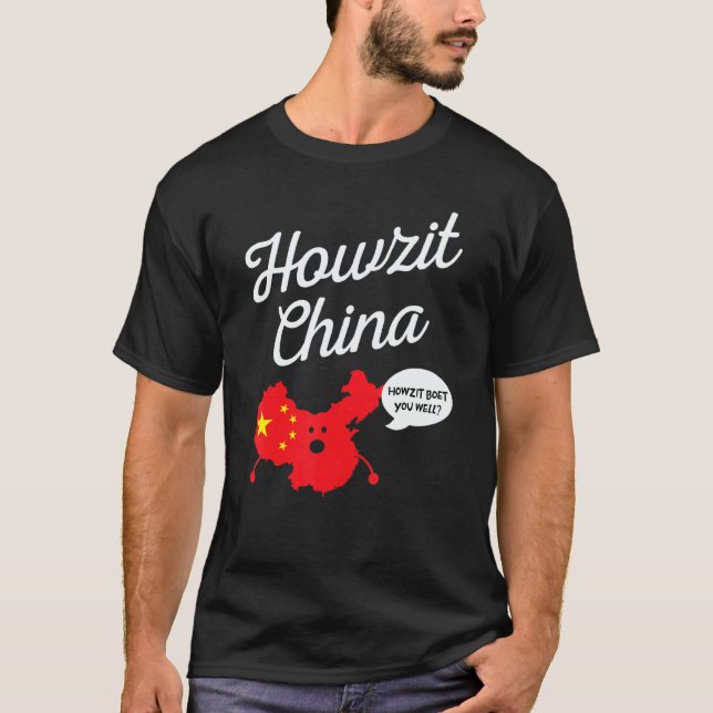 Camiseta Howzit China Map South Africa  Dad Joke 1 (Anverso)