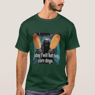 Camiseta hoy comeré dos corn dogs impresionante malvado esq