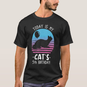 Camiseta ¡Hoy es mi quinto cumpleaños! Nacimiento de gato d