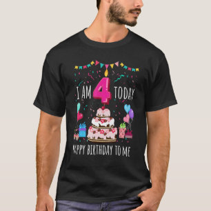 Camiseta Hoy Me Feliz Cuarto Cumpleaños A Mí, Ki De 4 Años
