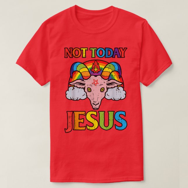 Camiseta hoy no jesus satan cabra arco iris satanis satanis (Diseño del anverso)