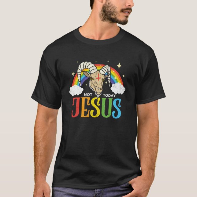 Camiseta Hoy no Jesús Satanás Cabra Arcoiris Satánico para  (Anverso)