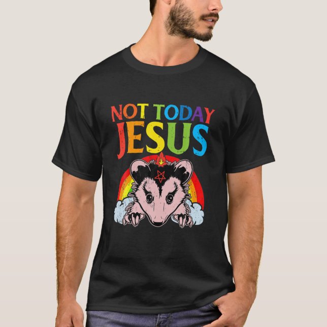 Camiseta Hoy no Jesús Satanás Opossum Satanic Rainbow Sata (Anverso)