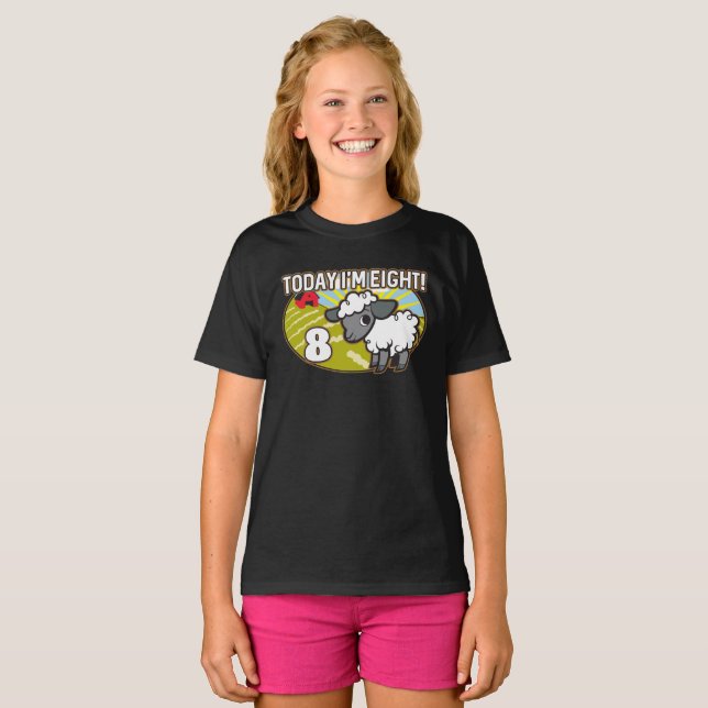 Camiseta ¡Hoy tengo ocho años! Cordero lindo (Anverso completo)