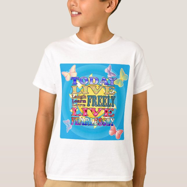 Camiseta Hoy vivo, ame, ría… (Anverso)