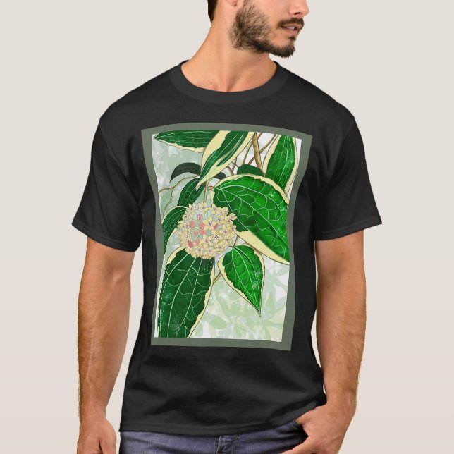 Camiseta Hoya macrophylla _Variegata_ House Planta Art T-Sh (Anverso)