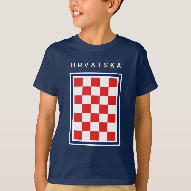 Camiseta Hrvatska Checker Blue Border (Anverso)