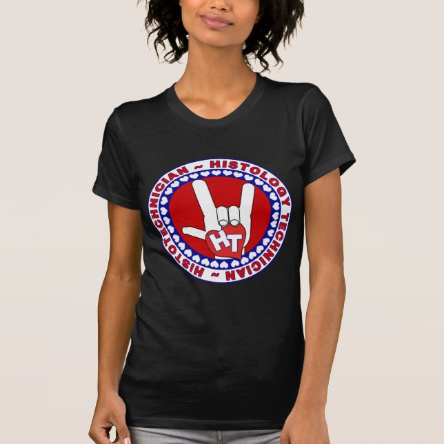 CAMISETA HT HISTOTECHNICIA HISTOLOGÍA TECNOLOGÍA AMAR LOGO  (Anverso)