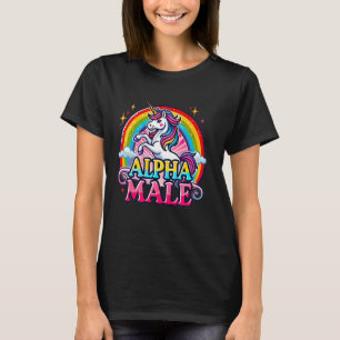 Camiseta Hu raras raras raras de macho alfa unicornio