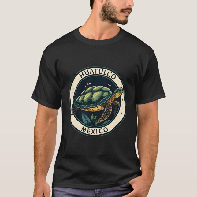Camiseta Huatulco México Tortuga Ilustrada (Anverso)