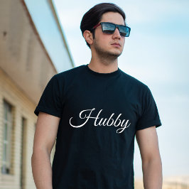 Camiseta Hubby moderno de luna de miel escritura blanca de