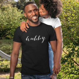 Camiseta Hubby Moderno Guión Blanco Negro Mens