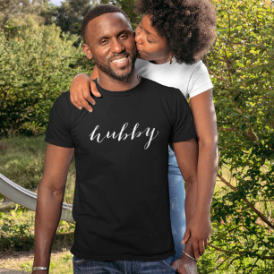 Camiseta Hubby Moderno Guión Blanco Negro Mens