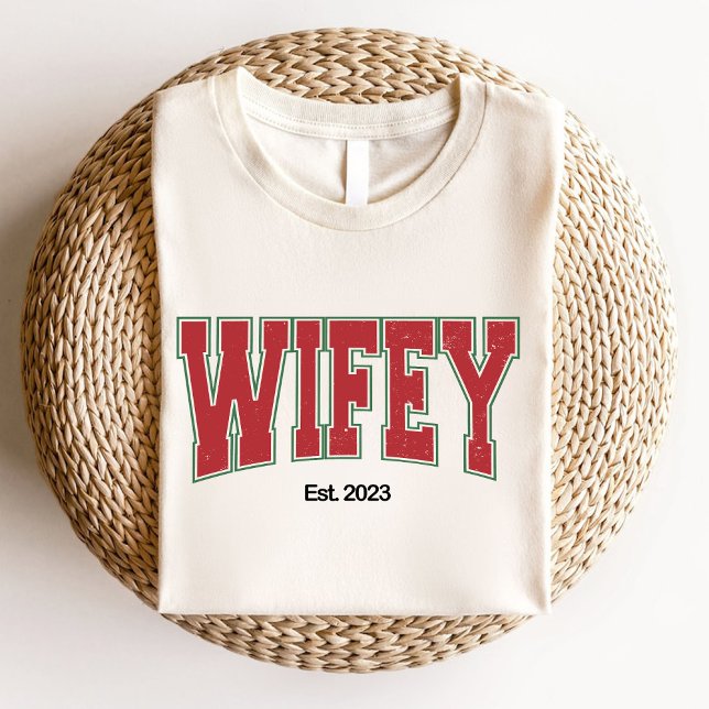 Camiseta Hubby Wifey Navidades Participación de Bodas de no (Hubby Wifey Christmas Bridal Wedding Engagement T-Shirt)