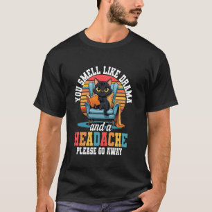 Camiseta Hueles a Drama y Dolor de Cabeza, Gato Lector