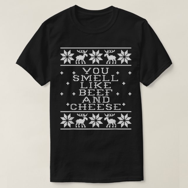 Camiseta Hueles A La Carne Y A Los Navidades Feo Del Queso  (Diseño del anverso)
