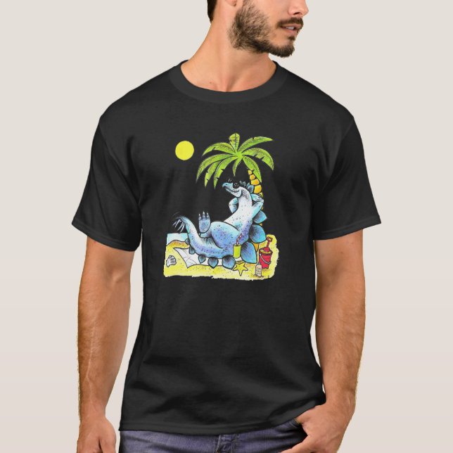 Camiseta Huelga de diversión de la playa de los dinosaurios (Anverso)