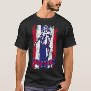 Camiseta Huelga de rodilla voladora Muay Luchador Tailandés