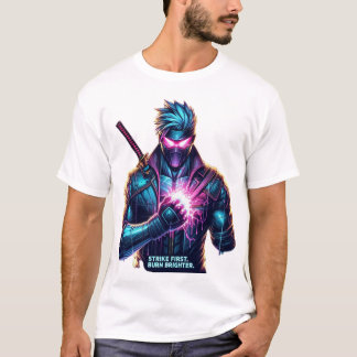 Camiseta Huelga primero. Quemar más brillante". Cyberpunk A