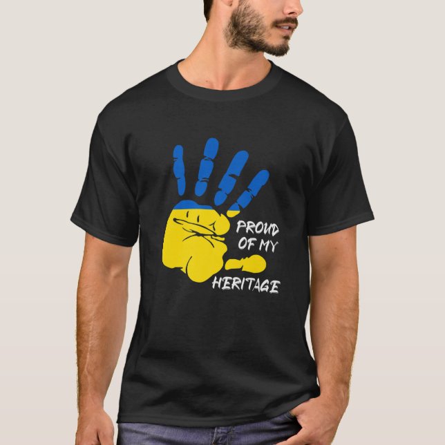 Camiseta Huella de dedo de la bandera ucraniana Ucrania (Anverso)