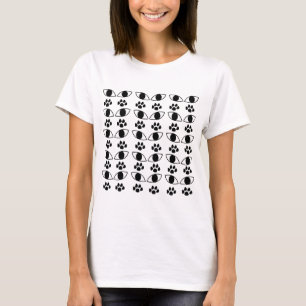 Camiseta Huella de Garra de Gato Negro y Blanco