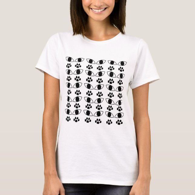 Camiseta Huella de Garra de Gato Negro y Blanco (Anverso)