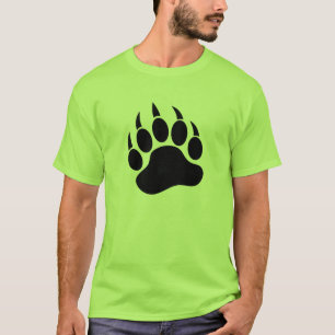 Camiseta Huella de garra de oso negro delante y detrás