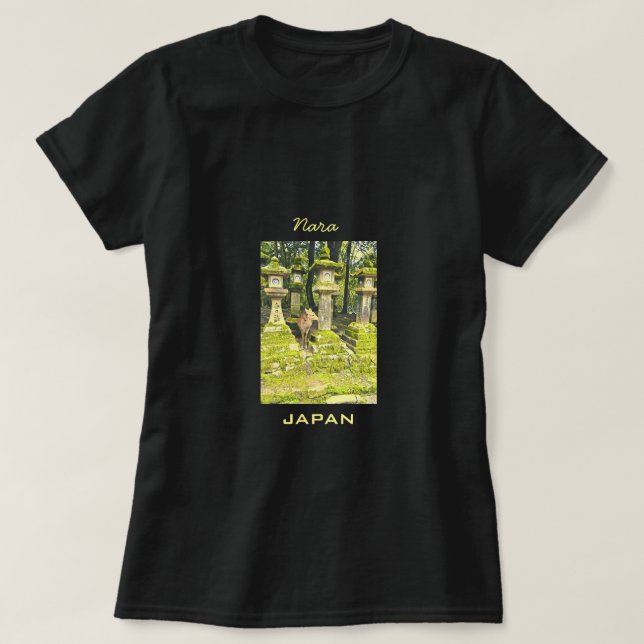 Camiseta Huella de Nara Japón de viajes de parque de ciervo (Diseño del anverso)