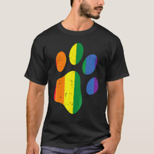 Camiseta Huella de pata de perro Bandera arcoíris Lgbtq Gay