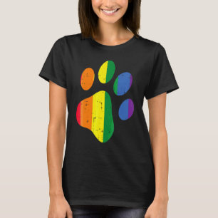 Camiseta Huella de pata de perro Bandera arcoíris Lgbtq Gay