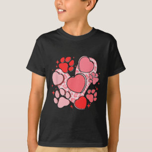 Camiseta Huella de pata de perro con corazón rojo para el d