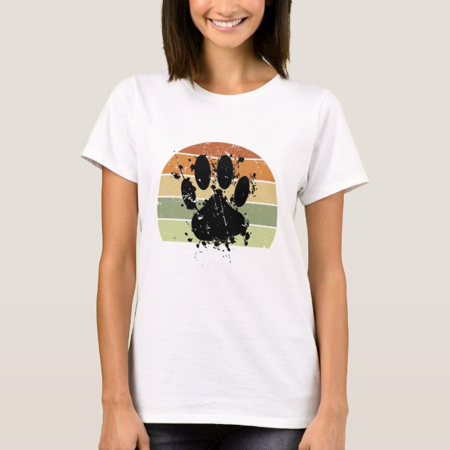 Camiseta Huella de pata de perro con salpicaduras de pintur (Anverso)