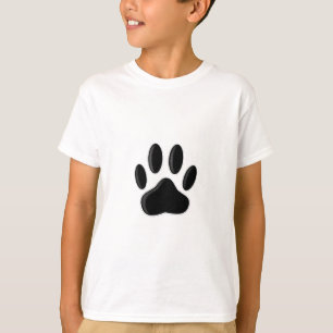 Camiseta Huella de pata de perro negro con efecto de papel 