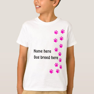 Camiseta Huella de pata rosa - añade tu propio nombre o raz